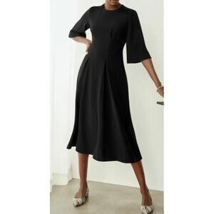 The Fold London Asti Midi Dress in Black Size 4 (US) 8 (UK)
